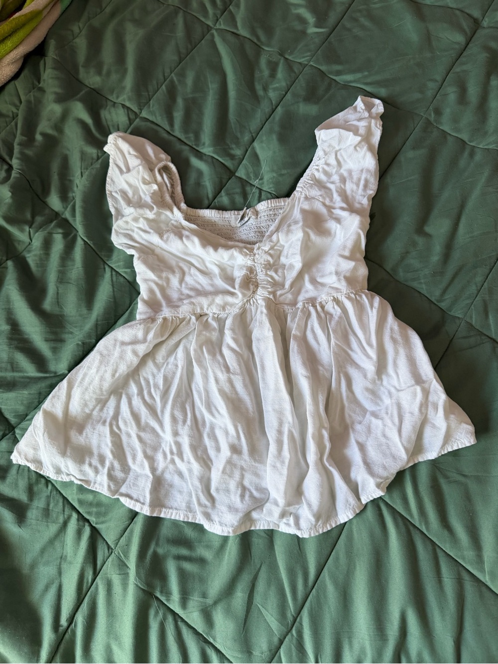 Target White Ruffled Flutter-Sleeve Peplum Top